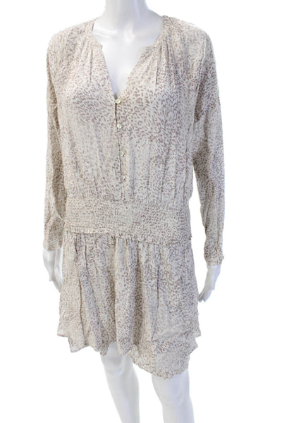 Rails Womens Beige Leopard Print Shirt Dress Long Sleeve Size S