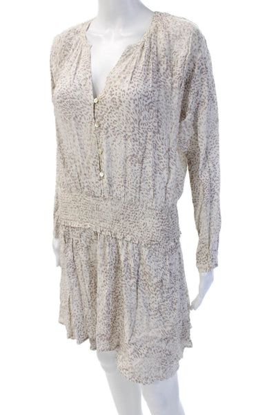 Rails Womens Beige Leopard Print Shirt Dress Long Sleeve Size S