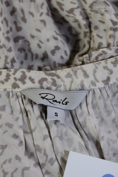 Rails Womens Beige Leopard Print Shirt Dress Long Sleeve Size S