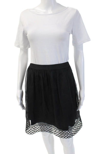 Elie Tahari Women A-Line Mini Silk Black Skirt Size 4