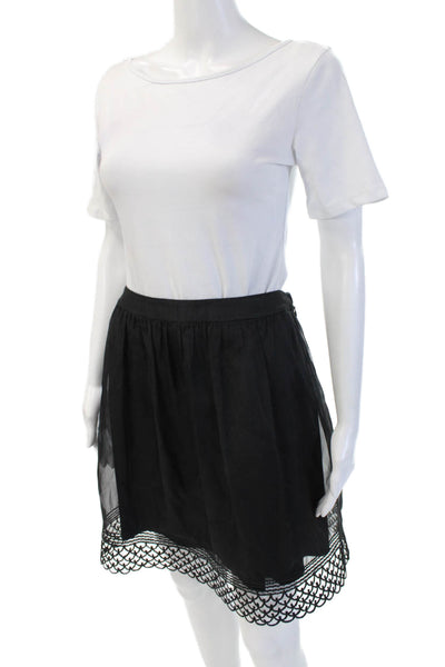 Elie Tahari Women A-Line Mini Silk Black Skirt Size 4