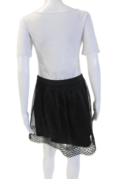 Elie Tahari Women A-Line Mini Silk Black Skirt Size 4