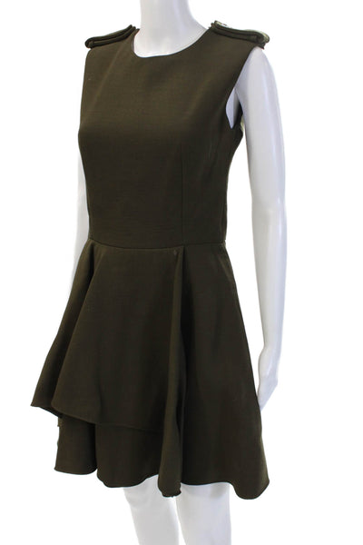 Alexander McQueen Women Green Fit & Flare Mini Dress Size 42