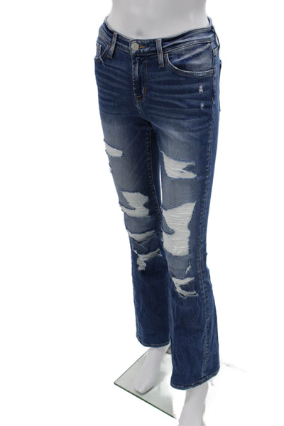 Flying Monkey Women Bootcut Jeans Dark Blue Mid Rise Button Size 26