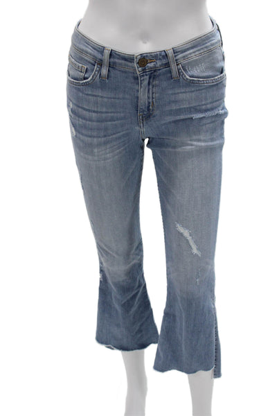 Flying Monkey Womens Cropped Flared Jeans Light Blue Mid Rise Inseam 25 Size 25