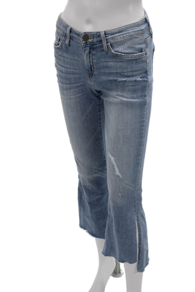 Flying Monkey Womens Cropped Flared Jeans Light Blue Mid Rise Inseam 25 Size 25