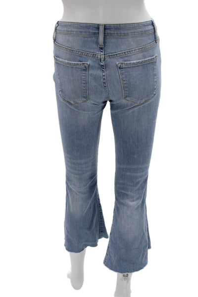 Flying Monkey Womens Cropped Flared Jeans Light Blue Mid Rise Inseam 25 Size 25