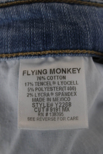 Flying Monkey Womens Cropped Flared Jeans Light Blue Mid Rise Inseam 25 Size 25