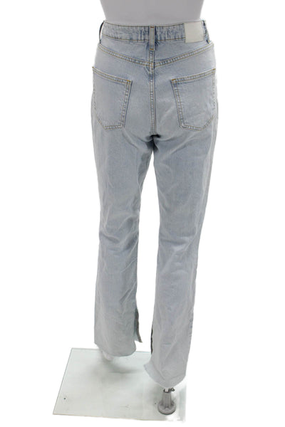 Zara Womens High Rise Mom Straight Jeans Light Blue Size 24