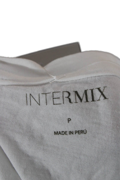 Intermix Women Cropped White Cotton Short Sleeve T-Shirt Size PP