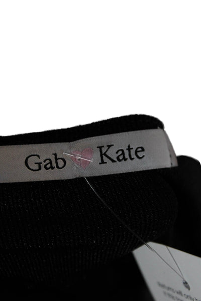 Gab kate Women Cropped Black Square Neck Long Sleeve Top Drawstring Size S