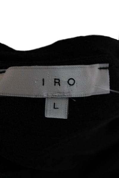 IRO Womens Black Grunge Short Sleeve Round Neck T-Shirt Size L