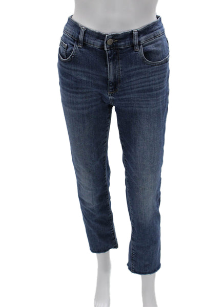 DL1961 Women Cropped Straight Dark Blue Jeans Size 30