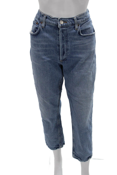 Agolde Womens Cropped Mom Jeans Blue High Rise Size 29