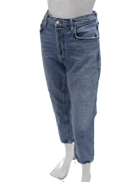 Agolde Womens Cropped Mom Jeans Blue High Rise Size 29