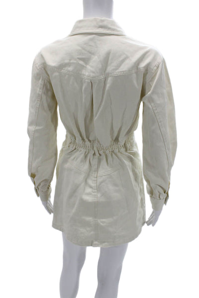 Steve Madden Womens Shirt Dress Mini Beige Cotton Collared Long Sleeve Size 2