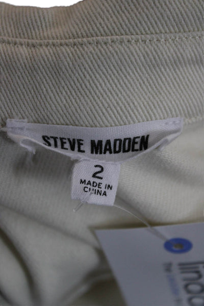 Steve Madden Womens Shirt Dress Mini Beige Cotton Collared Long Sleeve Size 2