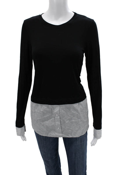 Dorothy Perkins Women Basic Black Long Sleeve Round Neck T-Shirt Size 10