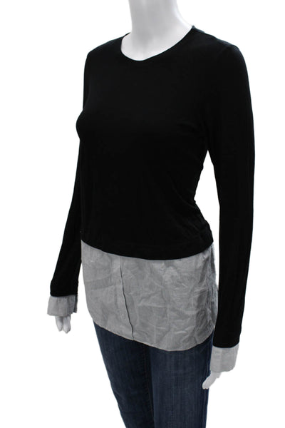Dorothy Perkins Women Basic Black Long Sleeve Round Neck T-Shirt Size 10