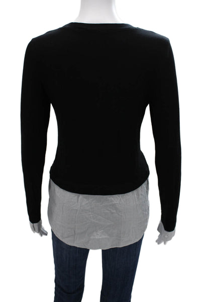 Dorothy Perkins Women Basic Black Long Sleeve Round Neck T-Shirt Size 10