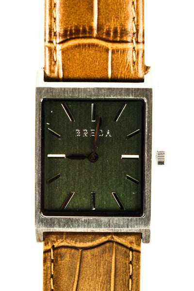 Breda Unisex Stainless Steel Olive Dial Virgil 1736J Quartz Watch 26mm