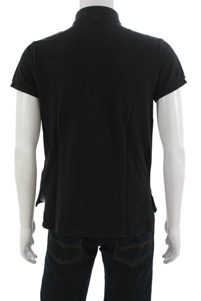 Polo Ralph Lauren Mens Short Sleeve Collared Knit Polo Shirt Black Cotton Medium