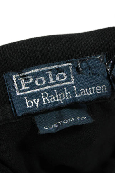 Polo Ralph Lauren Mens Short Sleeve Collared Knit Polo Shirt Black Cotton Medium