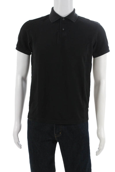 Uniqlo Mens Short Sleeve Collared Knit Polo Shirt Black Cotton Size Small