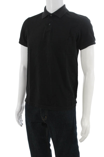 Uniqlo Mens Short Sleeve Collared Knit Polo Shirt Black Cotton Size Small
