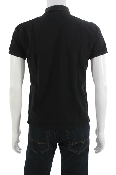 Uniqlo Mens Short Sleeve Collared Knit Polo Shirt Black Cotton Size Small