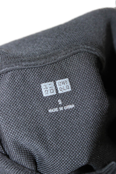 Uniqlo Mens Short Sleeve Collared Knit Polo Shirt Black Cotton Size Small