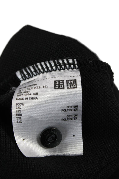 Uniqlo Mens Short Sleeve Collared Knit Polo Shirt Black Cotton Size Small