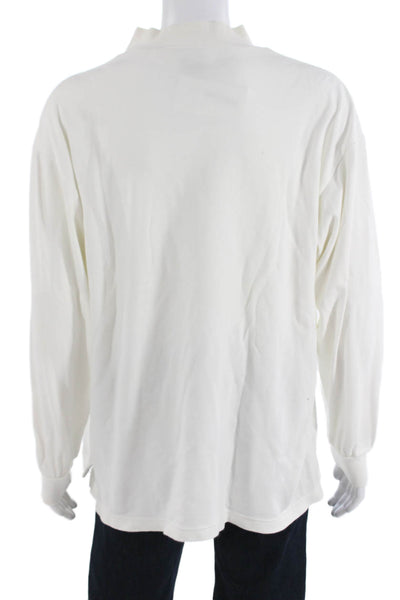 Nike Mens Band T-Shirt White 100% Cotton Mock Neck Long Sleeve 90s Size XL