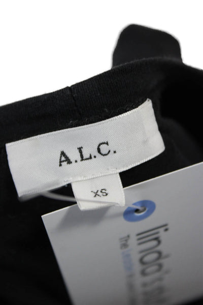 ALC Womens Basic T-Shirt Black Crew Neck Short Sleeve Size XS