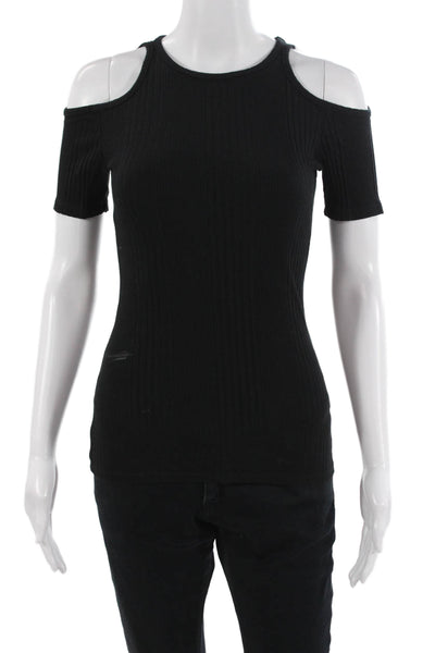 Frame Shirt Womens Basic T-Shirt Black Short Sleeve Round Neck Size S