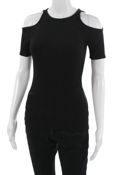 Frame Shirt Womens Basic T-Shirt Black Short Sleeve Round Neck Size S