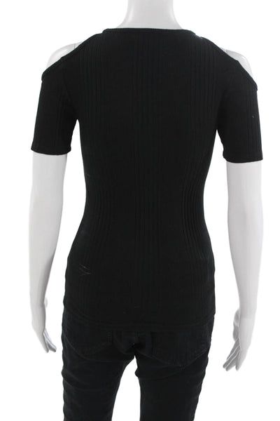 Frame Shirt Womens Basic T-Shirt Black Short Sleeve Round Neck Size S
