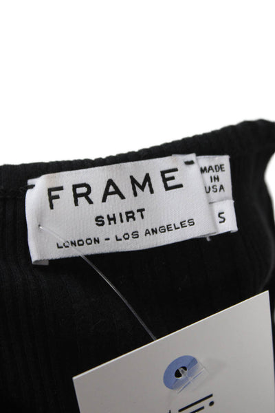 Frame Shirt Womens Basic T-Shirt Black Short Sleeve Round Neck Size S