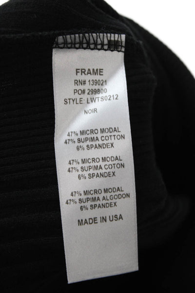 Frame Shirt Womens Basic T-Shirt Black Short Sleeve Round Neck Size S