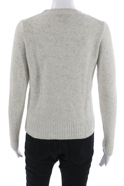 Aqua Unisex Pullover Cashmere Sweater Beige Crew Neck Zip Long Sleeve Size XS
