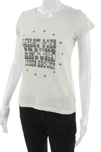 What Goes Around Comes Around Women White Cotton Quote Tee Size S