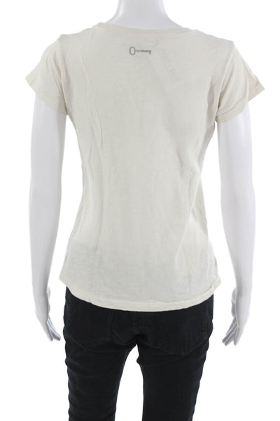 What Goes Around Comes Around Women White Cotton Quote Tee Size S