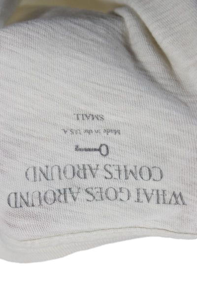 What Goes Around Comes Around Women White Cotton Quote Tee Size S