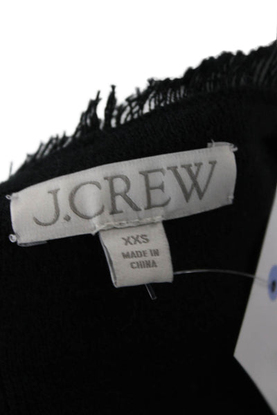 J Crew Women Black Striped Cotton Blend Button Jacket Crew Neck Size 2XS