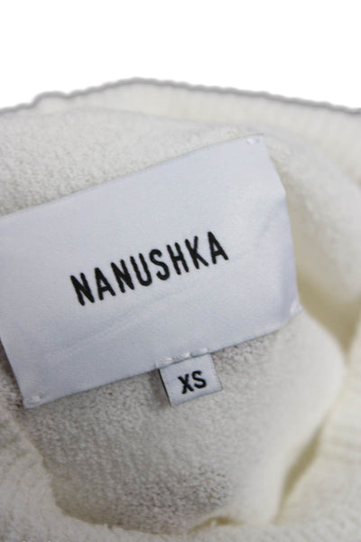 Nanushka Unisex Pullover Sweater White High Neck Long Sleeve Cotton Size XS