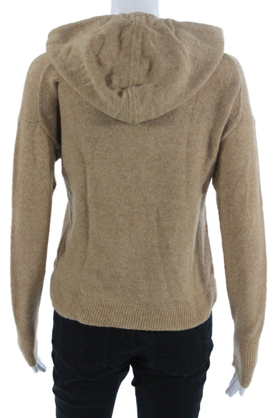 J Crew Womens Beige Pullover Hoodie Merino Alpaca Blend Drawstring Size 2XS