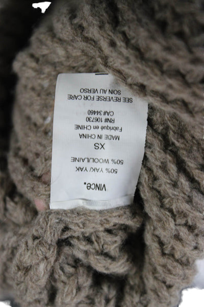 Vince Unisex Brown Turtleneck Pullover 50% Yak 50% Wool Size XS