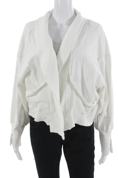 Daily Practice Womens Cardigan Sweatshirt White Cotton Long Sleeve Size XS