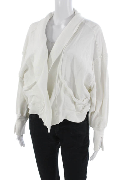 Daily Practice Womens Cardigan Sweatshirt White Cotton Long Sleeve Size XS
