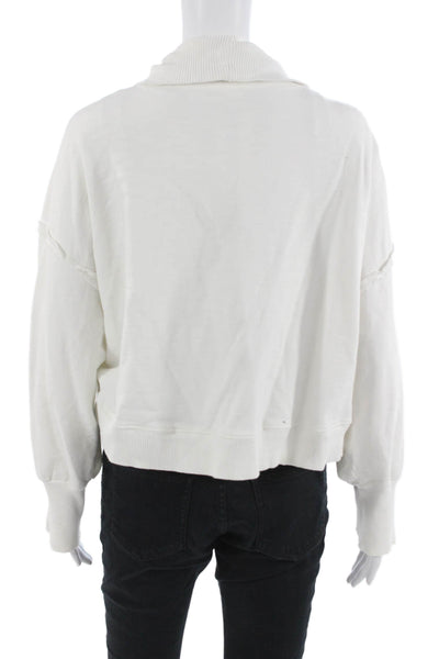 Daily Practice Womens Cardigan Sweatshirt White Cotton Long Sleeve Size XS